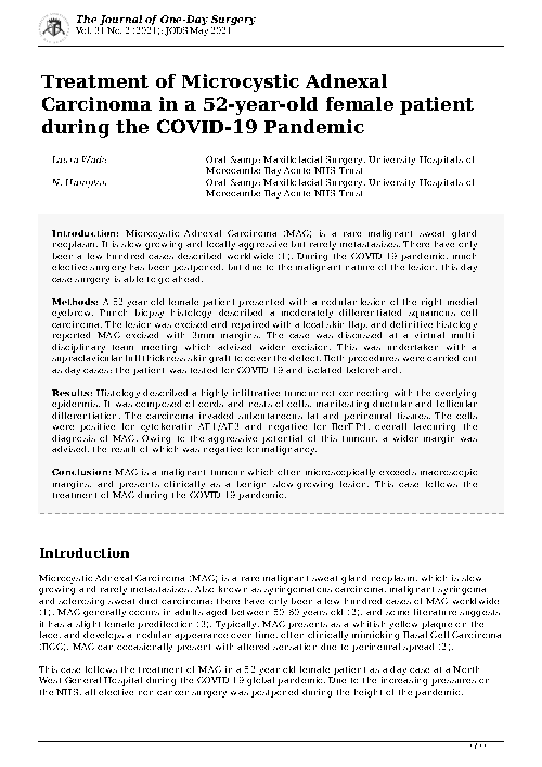 Treatment of Microcystic Adnexal Carcinoma cover image